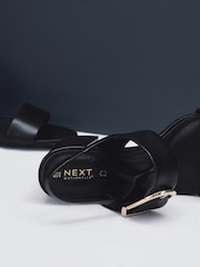 Black Forever Comfort® Premium Leather With Motionflex Buckle Block Heel Slingback Sandals - Image 9 of 9