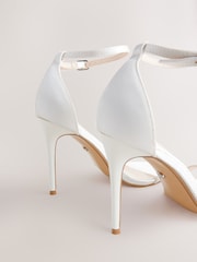 White Forever Comfort® Wedding Round Toe High Heel Bridal Sandal Shoes - Image 3 of 5