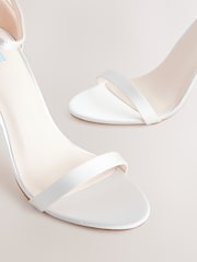 White Forever Comfort® Wedding Round Toe High Heel Bridal Sandal Shoes - Image 4 of 5