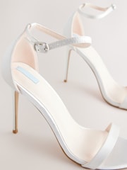 White Forever Comfort® Wedding Round Toe High Heel Bridal Sandal Shoes - Image 5 of 5