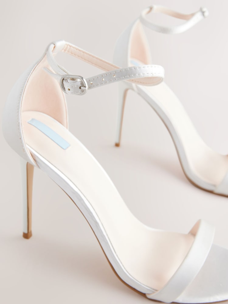 White Forever Comfort® Wedding Round Toe High Heel Bridal Sandal Shoes - Image 5 of 5