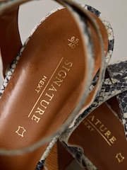 Snake Signature Square Toe Cross-Over Detail Ankle Strap Block Sandals - Image 9 of 9