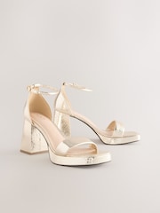 Gold Forever Comfort® Square Toe Platform Flare Heels - Image 1 of 5