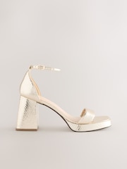 Gold Forever Comfort® Square Toe Platform Flare Heels - Image 2 of 5