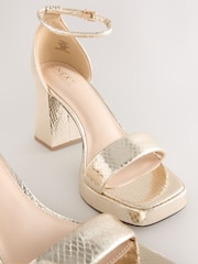 Gold Forever Comfort® Square Toe Platform Flare Heels - Image 3 of 5