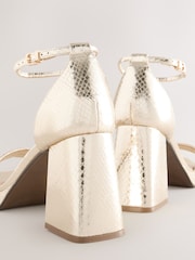 Gold Forever Comfort® Square Toe Platform Flare Heels - Image 4 of 5