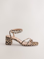 Leopard Print Forever Comfort® Square Toe Leather Strappy Low Block Sandals - Image 5 of 9