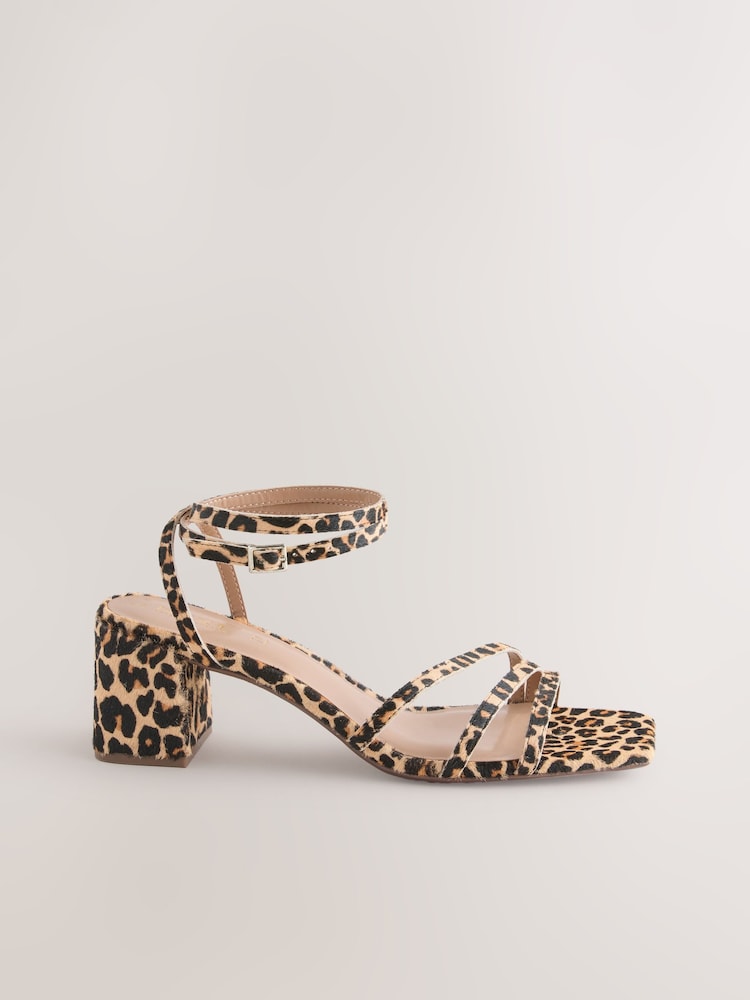 Leopard Print Forever Comfort® Square Toe Leather Strappy Low Block Sandals - Image 5 of 9