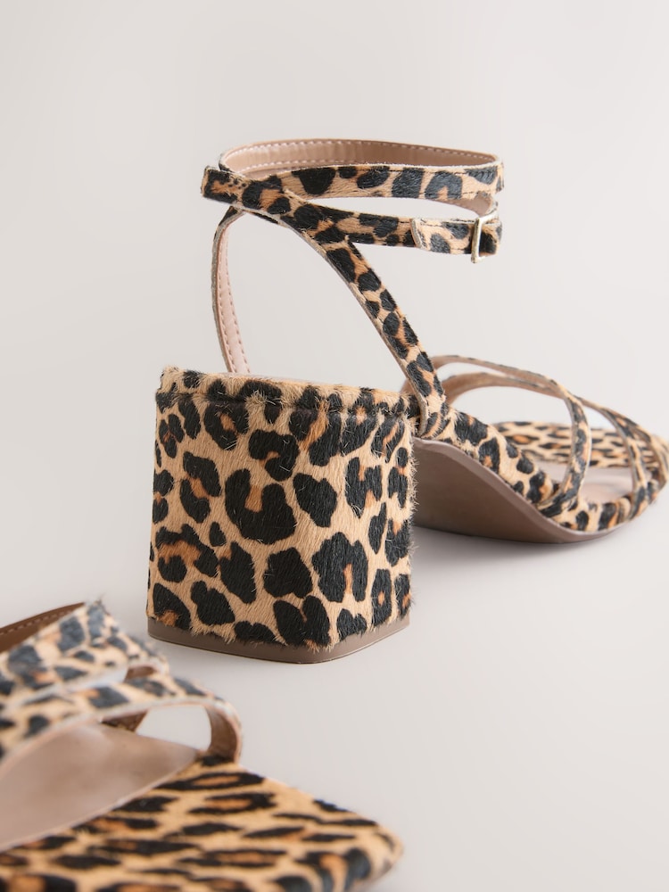 Leopard Print Forever Comfort® Square Toe Leather Strappy Low Block Sandals - Image 8 of 9