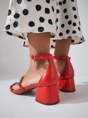 Orange Standard/Wide Fit Forever Comfort® Square Toe Low Block Heel Multi Buckle Sandals - Image 3 of 8