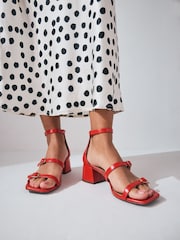Orange Standard/Wide Fit Forever Comfort® Square Toe Low Block Heel Multi Buckle Sandals - Image 4 of 8
