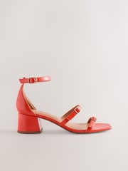 Orange Standard/Wide Fit Forever Comfort® Square Toe Low Block Heel Multi Buckle Sandals - Image 5 of 8
