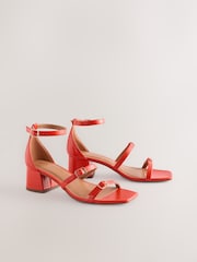 Orange Standard/Wide Fit Forever Comfort® Square Toe Low Block Heel Multi Buckle Sandals - Image 6 of 8