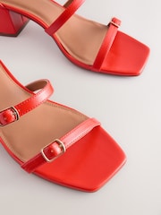 Orange Standard/Wide Fit Forever Comfort® Square Toe Low Block Heel Multi Buckle Sandals - Image 8 of 8