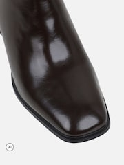 Simmi London Brown Romee Knee High Gold Detail Block Heeled Boots - Image 3 of 4