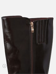 Simmi London Brown Romee Knee High Gold Detail Block Heeled Boots - Image 4 of 4