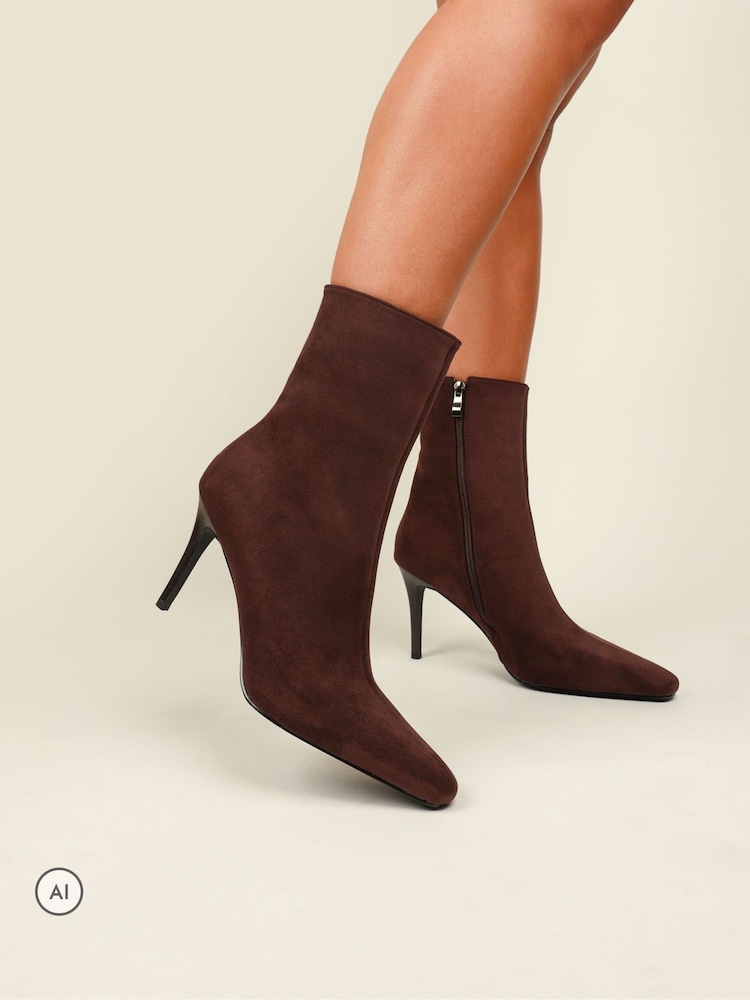 Simmi London Brown Peter Heeled Ankle Boots - Image 1 of 4 Simmi London Brown Peter Heeled Ankle Boots - Image 1 of 4
