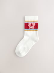 Ecru/Mustard/Red Retro Slogan Print Rich Socks 5 Pack - Image 5 of 9