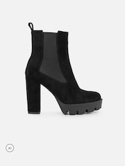 Simmi London Black Suede Chunky Platform Block Heel Boots - Image 2 of 4