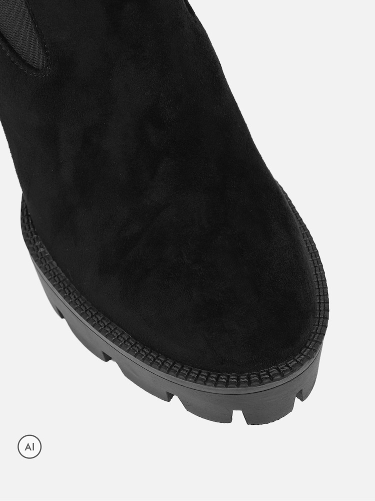 Simmi London Black Suede Chunky Platform Block Heel Boots - Image 4 of 4