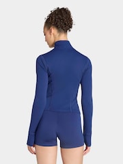 adidas Blue 3-Stripes Studio Zip-Through Jacket - Image 2 of 6