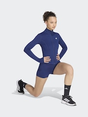 adidas Blue 3-Stripes Studio Zip-Through Jacket - Image 3 of 6