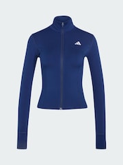 adidas Blue 3-Stripes Studio Zip-Through Jacket - Image 6 of 6