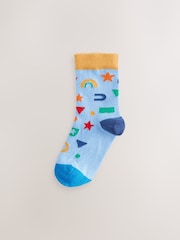 Blue/Ecru/Red Nursery Alphabet Print Rich Socks 5 Pack - Image 2 of 8