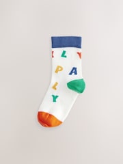 Blue/Ecru/Red Nursery Alphabet Print Rich Socks 5 Pack - Image 6 of 8