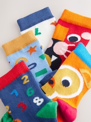 Blue/Ecru/Red Nursery Alphabet Print Rich Socks 5 Pack - Image 7 of 8