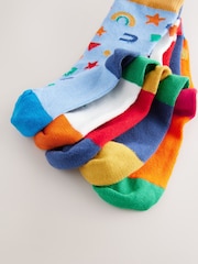 Blue/Ecru/Red Nursery Alphabet Print Rich Socks 5 Pack - Image 8 of 8