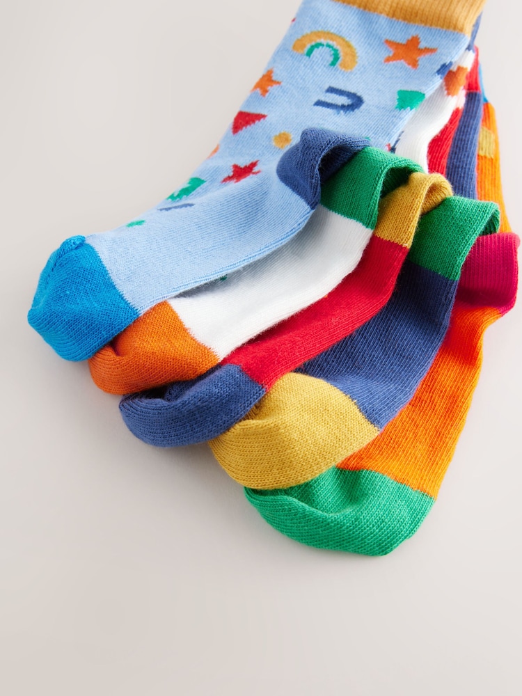 Blue/Ecru/Red Nursery Alphabet Print Rich Socks 5 Pack - Image 8 of 8