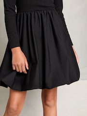 Lipsy Black Bubble Hem Long Sleeve Dress (5-16yrs) - Image 3 of 4