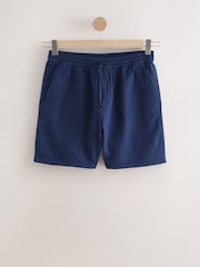 Blue 100% Cotton Texture Drawstring Shorts - Image 6 of 8