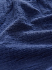 Blue 100% Cotton Texture Drawstring Shorts - Image 7 of 8