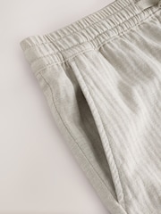 Neutral Cotton Linen Blend Drawstring Waist Shorts - Image 8 of 9