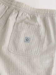 Neutral Cotton Linen Blend Drawstring Waist Shorts - Image 9 of 9