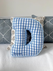 Embroidered Letter Cushion in Blue Gingham by Jonnys Sister - Image 1 of 4