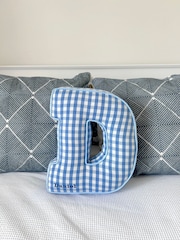Embroidered Letter Cushion in Blue Gingham by Jonnys Sister - Image 2 of 4