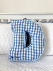 Embroidered Letter Cushion in Blue Gingham by Jonnys Sister - Image 3 of 4