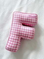 Embroidered Letter Cushion in Pink Gingham by Jonnys Sister - Image 3 of 4