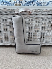 Embroidered Letter Cushion in Silver by Jonnys Sister - Image 3 of 3