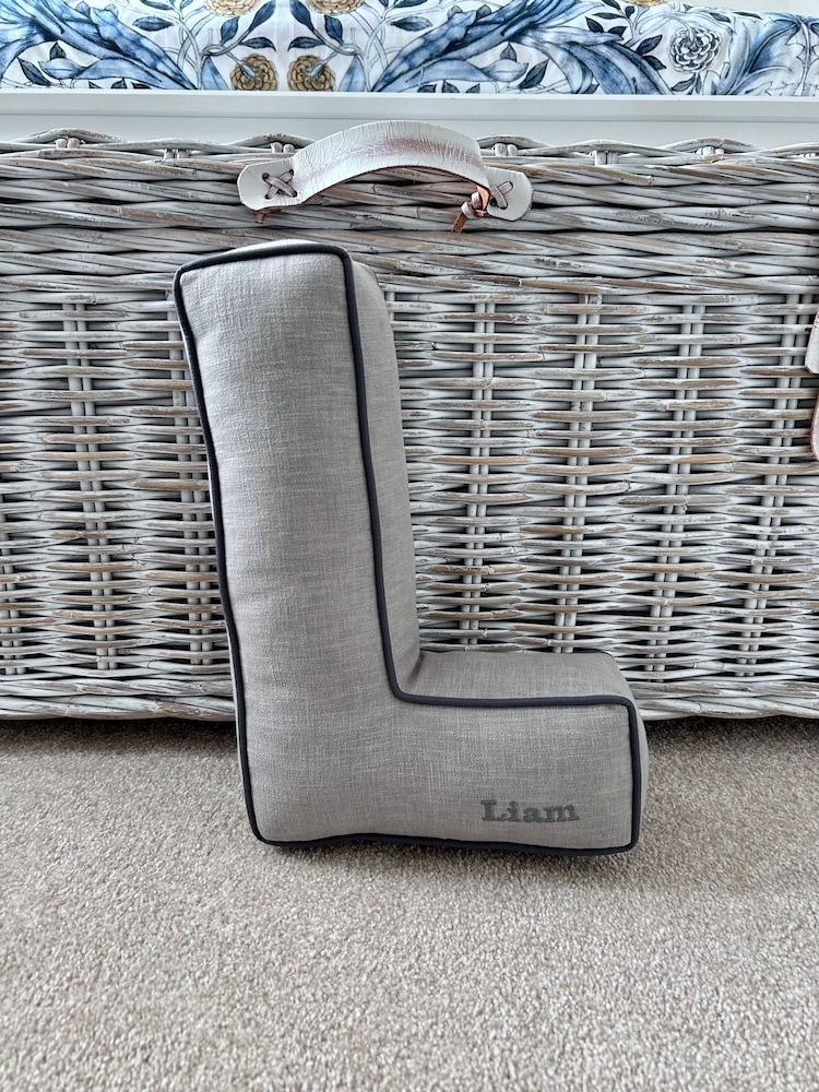 Embroidered Letter Cushion in Silver by Jonnys Sister - Image 3 of 3