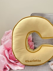 Embroidered Letter Cushion in Sunshine Yellow by Jonnys Sister - Image 2 of 4