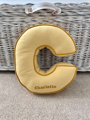 Embroidered Letter Cushion in Sunshine Yellow by Jonnys Sister - Image 3 of 4
