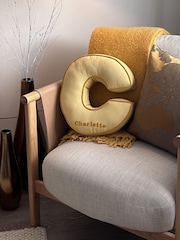 Embroidered Letter Cushion in Sunshine Yellow by Jonnys Sister - Image 4 of 4