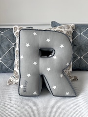 Embroidered Letter Cushion in Grey Star by Jonnys Sister - Image 1 of 4