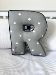 Embroidered Letter Cushion in Grey Star by Jonnys Sister - Image 2 of 4