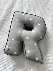 Embroidered Letter Cushion in Grey Star by Jonnys Sister - Image 3 of 4