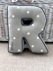 Embroidered Letter Cushion in Grey Star by Jonnys Sister - Image 4 of 4